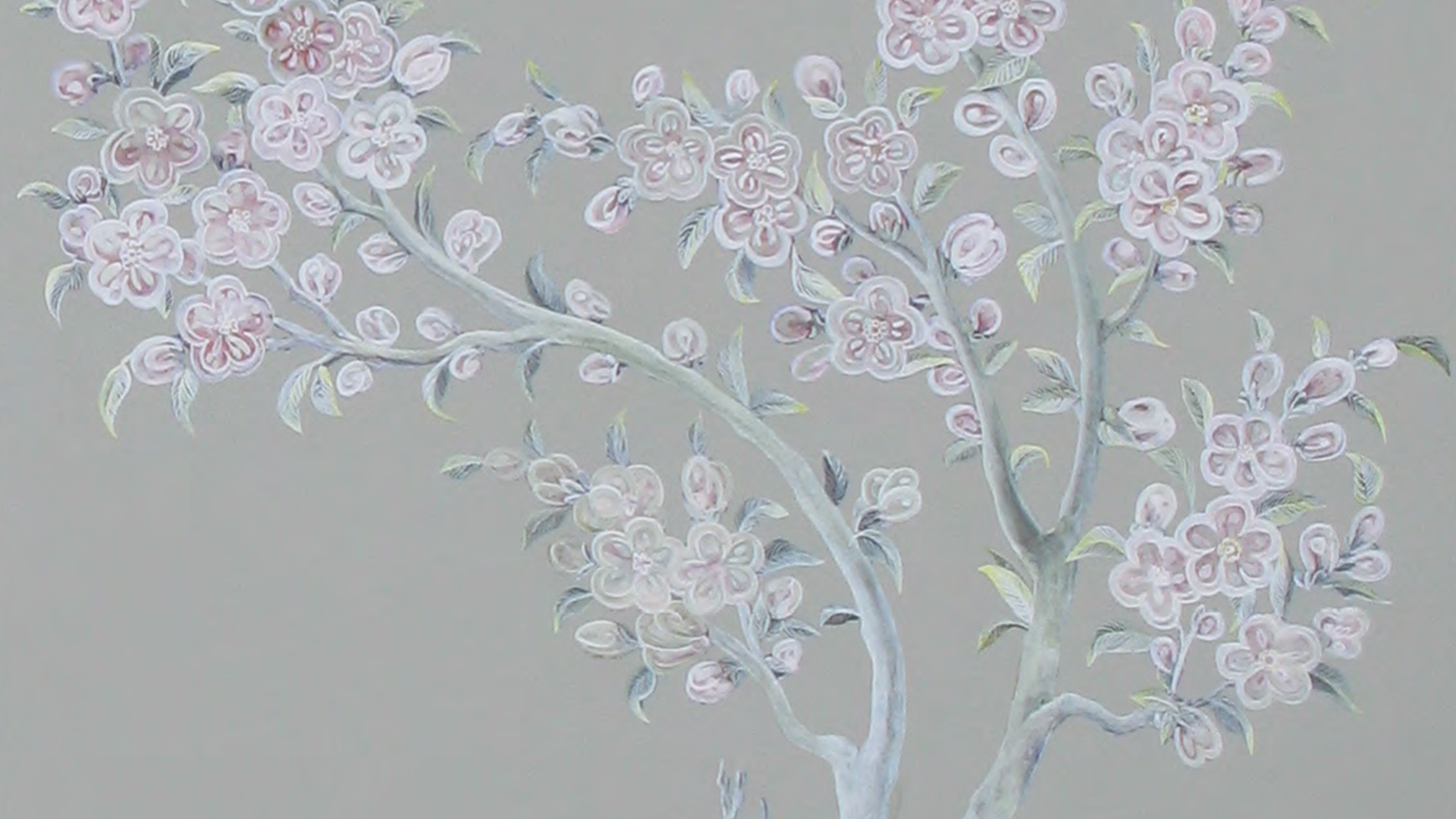 Painting of flowers against a gray background