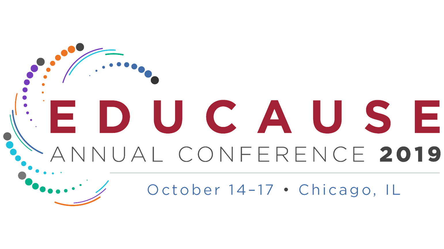 Graphic with the works "EDUCAUSE ANNUAL CONFERENCE 2019 / October 14-17, Chicago, IL"