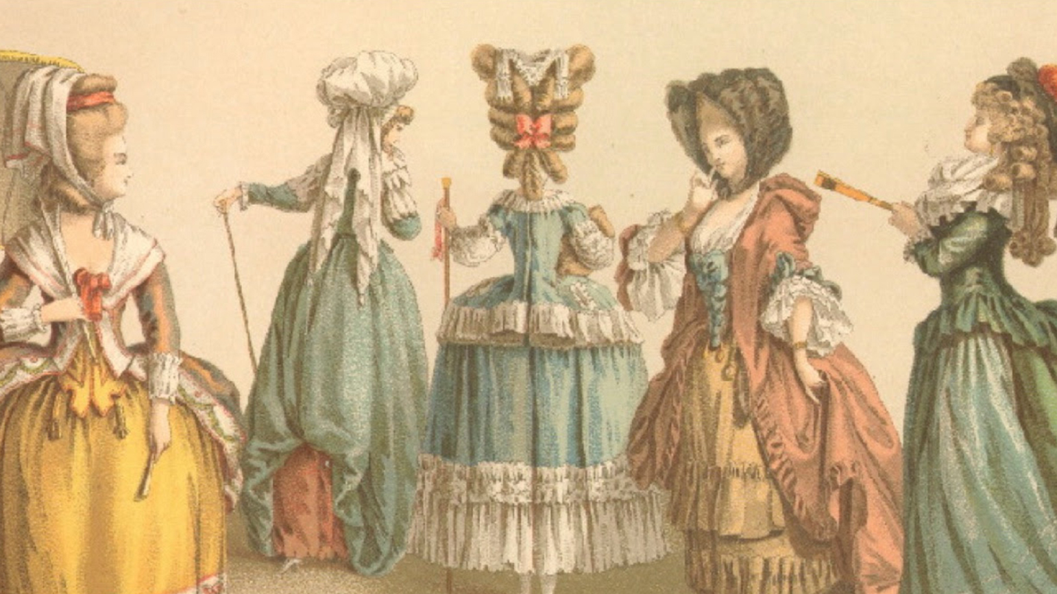 Victorian illustration of elaborately dressed women