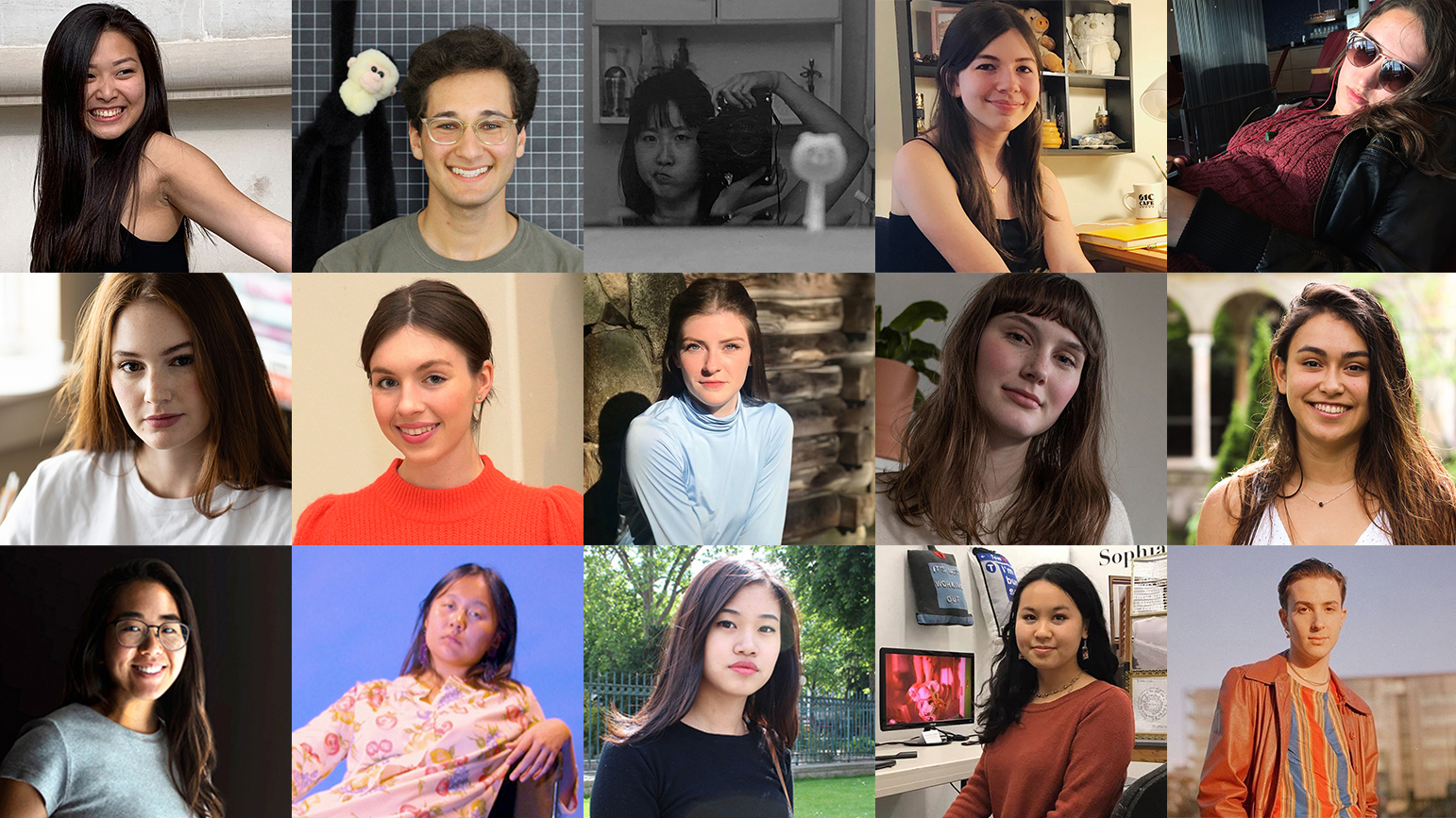 Grid of 16 headshots of School of Art seniors